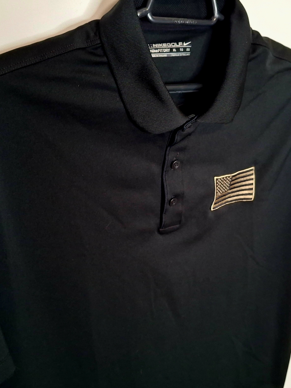 Nike Men's Black Dri-FIT Polo with Flag Patch Size XL - Picture 5 of 13